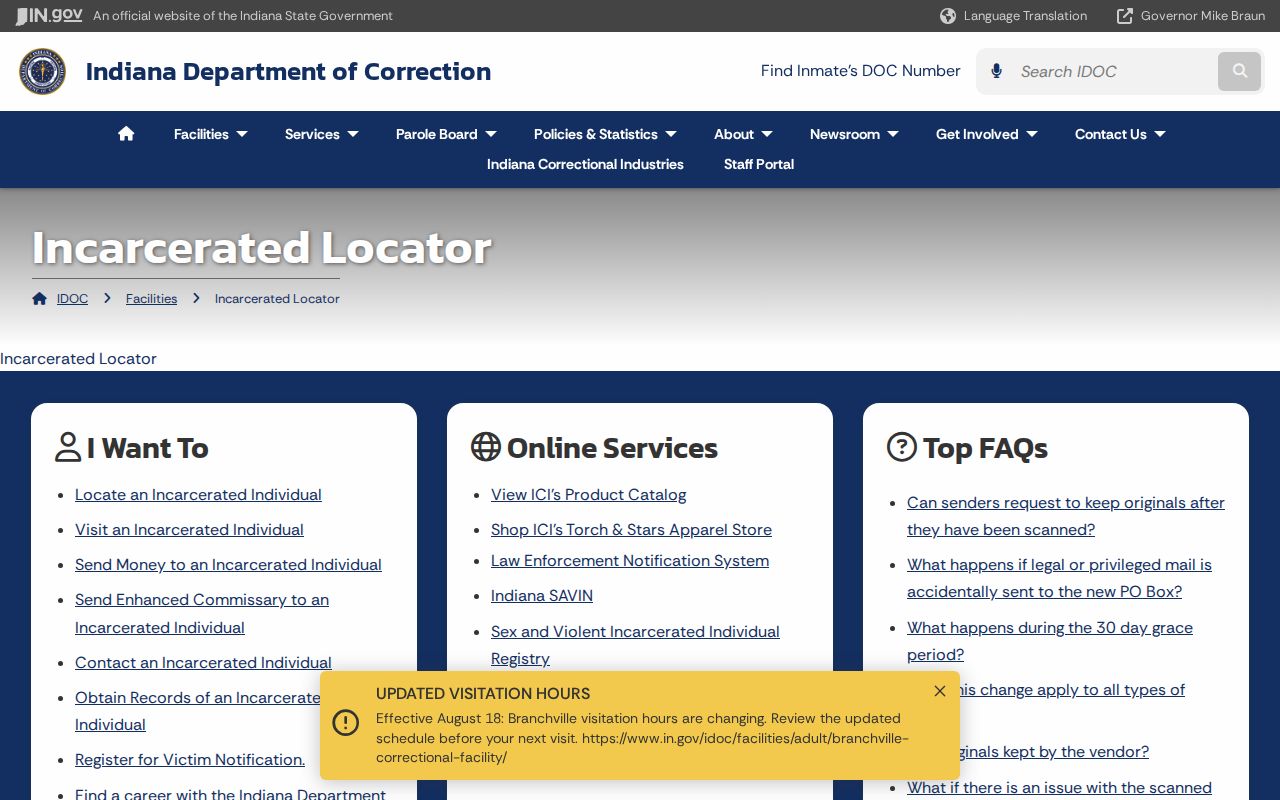 Indiana DOC Tipton County offender records